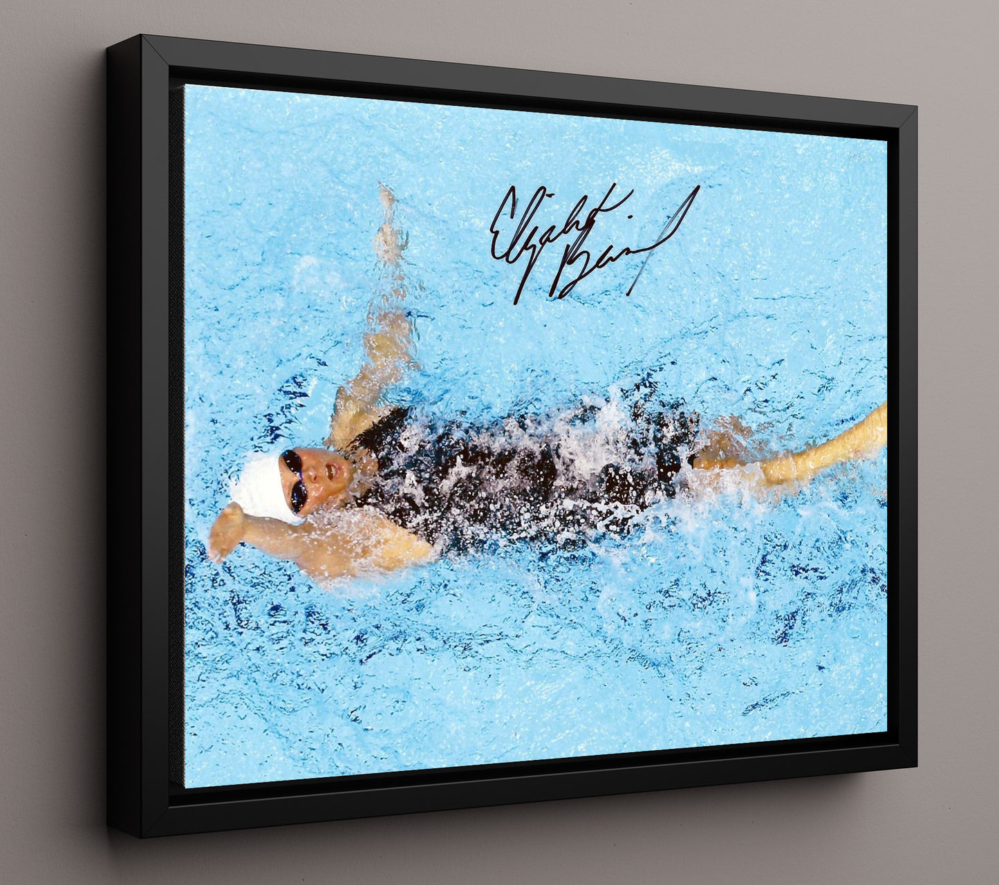 Elizabeth Beisel Olympic Backstroke Swimming Race Celebrity Wall Art 16x20 Framed Canvas celebrity wall art print