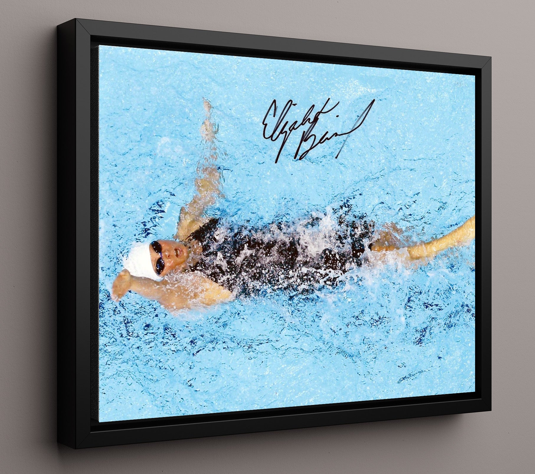Elizabeth Beisel Olympic Backstroke Swimming Race Celebrity Wall Art 16x20 Framed Canvas celebrity wall art print