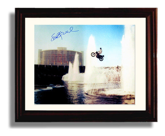 Evel Knievel Caesars Palace Fountain Motorcycle Jump Celebrity Wall Art 8x10 Beveled Frame celebrity wall art print