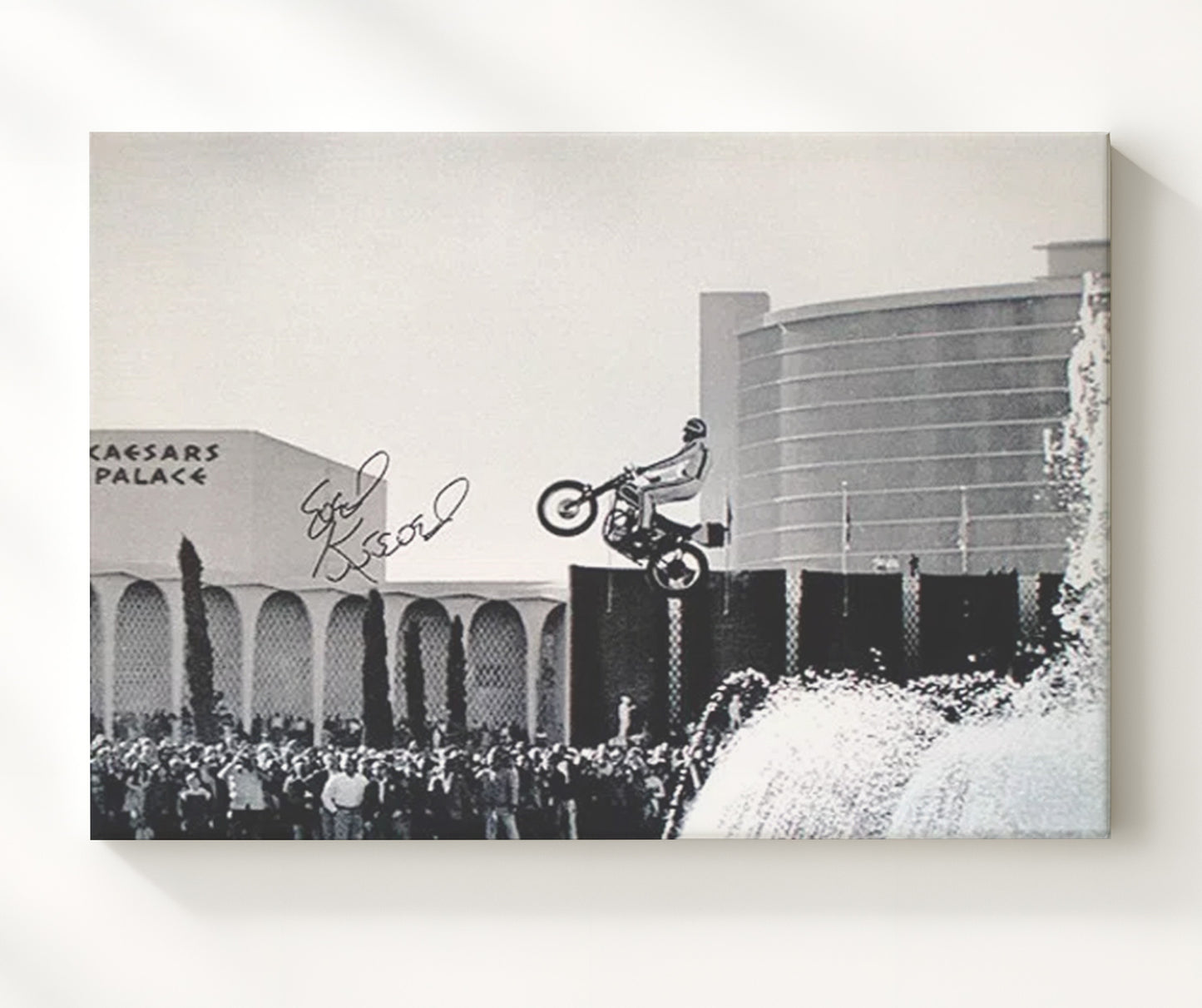 Evel Knievel Caesars Palace Motorcycle Jump Celebrity Wall Art 20x24 Canvas celebrity wall art print
