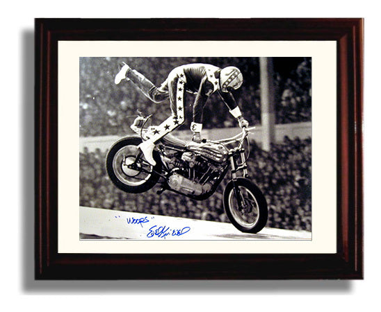 Evel Knievel Motorcycle Stunt Crash Moment Celebrity Wall Art 8x10 Beveled Frame celebrity wall art print
