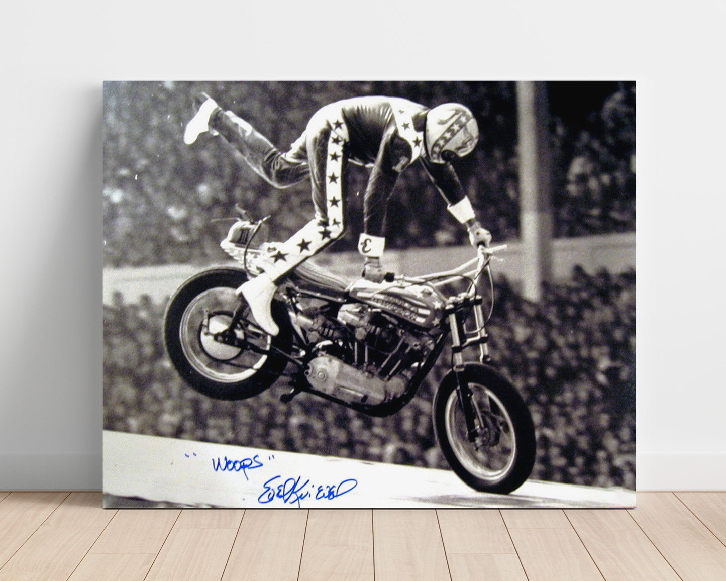Evel Knievel – Motorcycle Stunt Crash Moment unframed semi-gloss poster print
