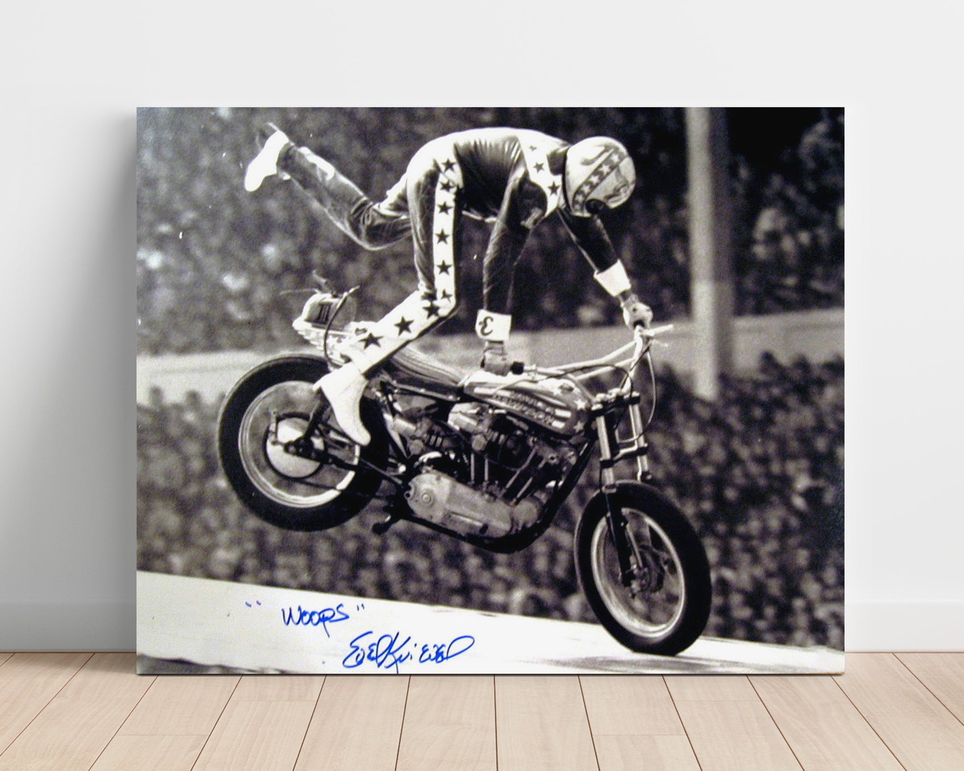 Evel Knievel – Motorcycle Stunt Crash Moment unframed semi-gloss poster print