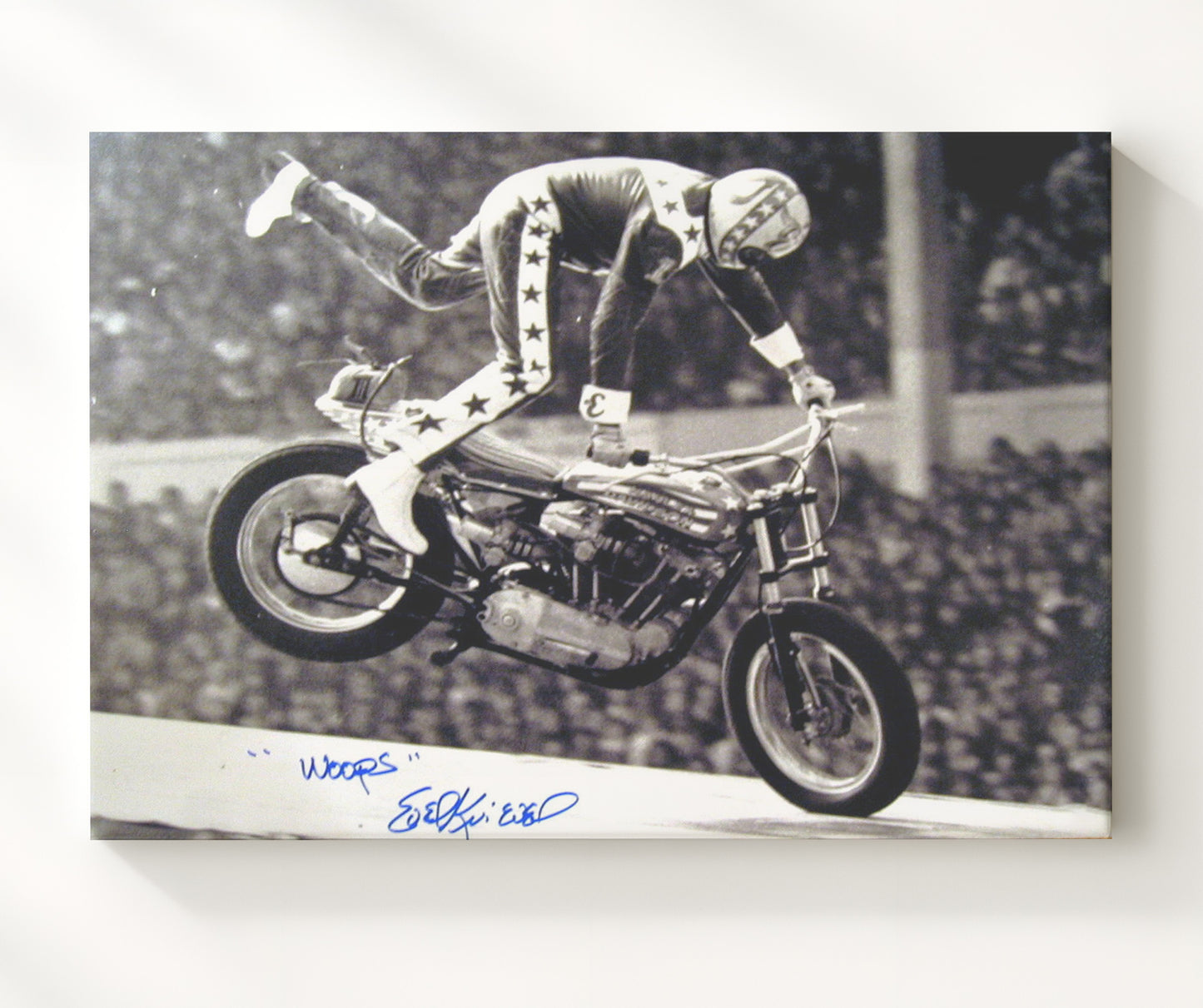 Evel Knievel Motorcycle Stunt Crash Moment Celebrity Wall Art 20x24 Canvas celebrity wall art print