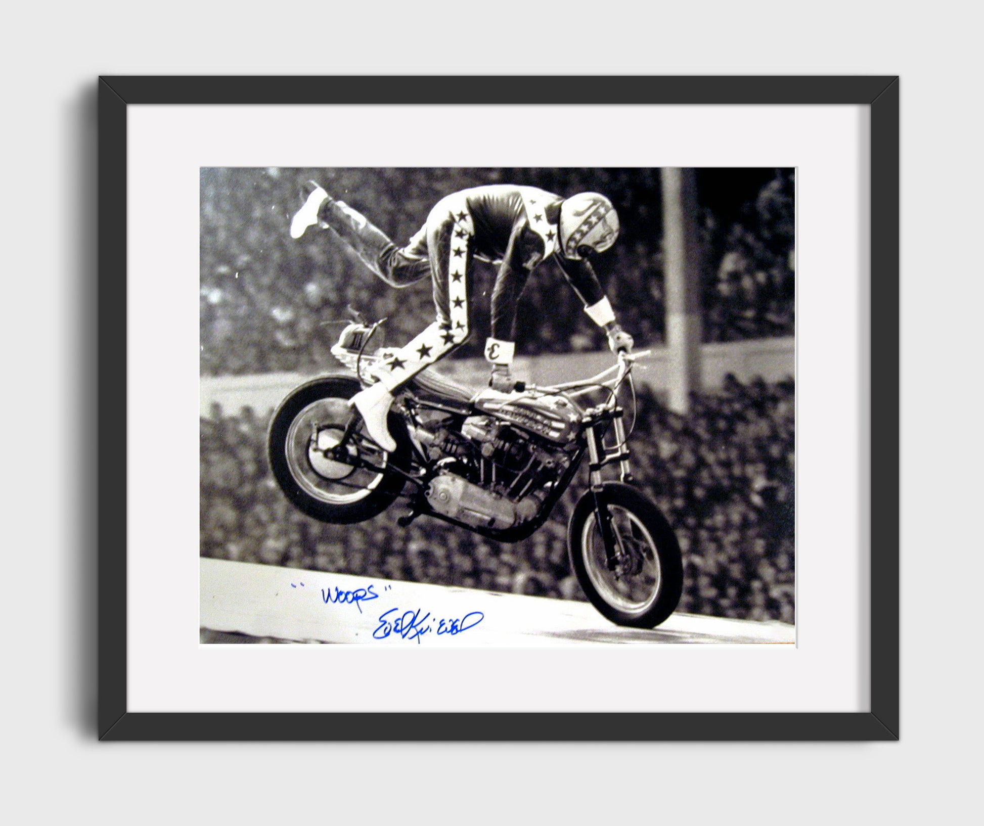 Evel Knievel Motorcycle Stunt Crash Moment Celebrity Wall Art 16x20 Gallery Frame celebrity wall art print