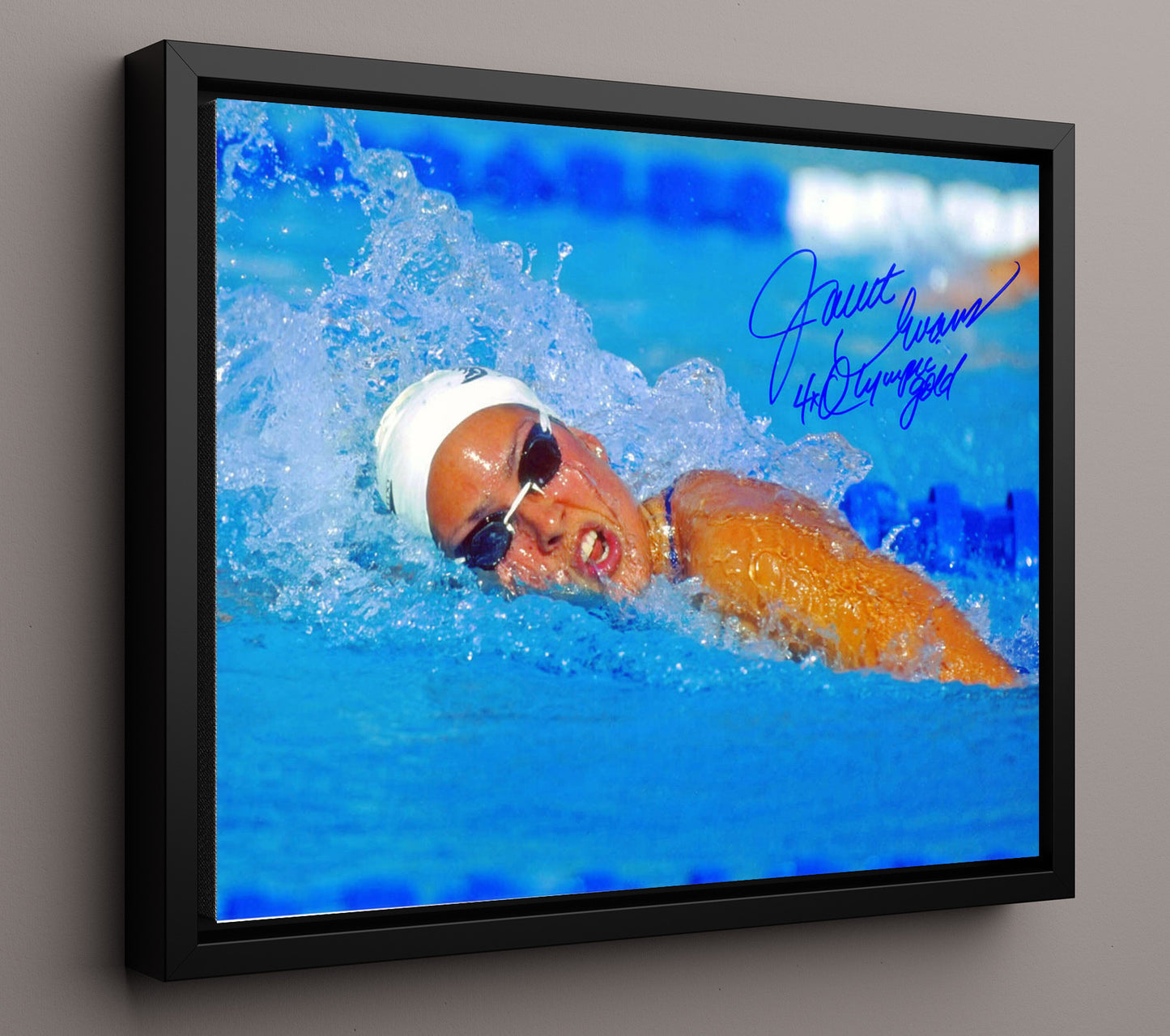 Janet Evans Olympic Freestyle Swimming Champion Celebrity Wall Art 16x20 Framed Canvas celebrity wall art print