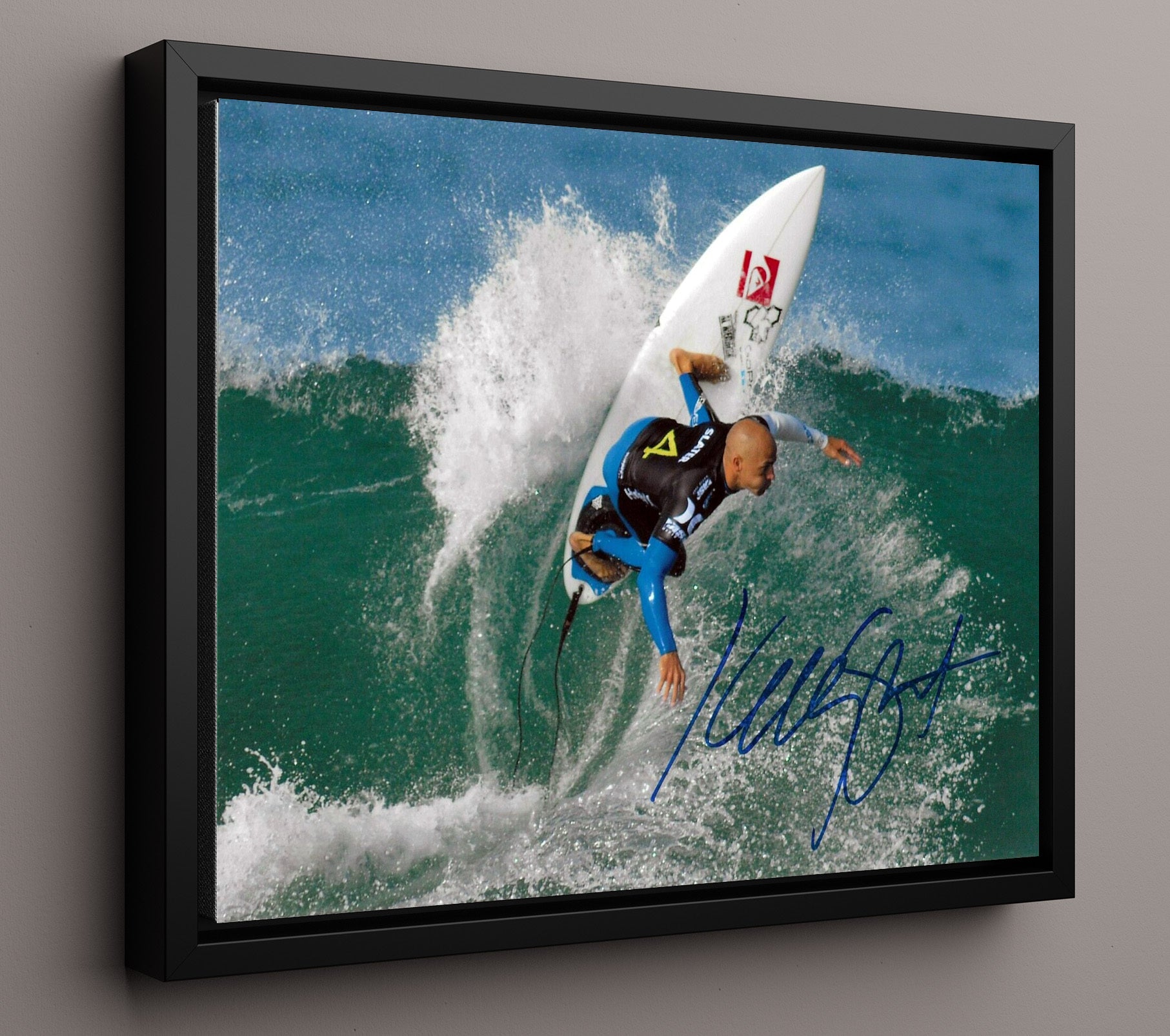 Kelly Slater Professional Surfing Wave Ride Celebrity Wall Art 16x20 Framed Canvas celebrity wall art print