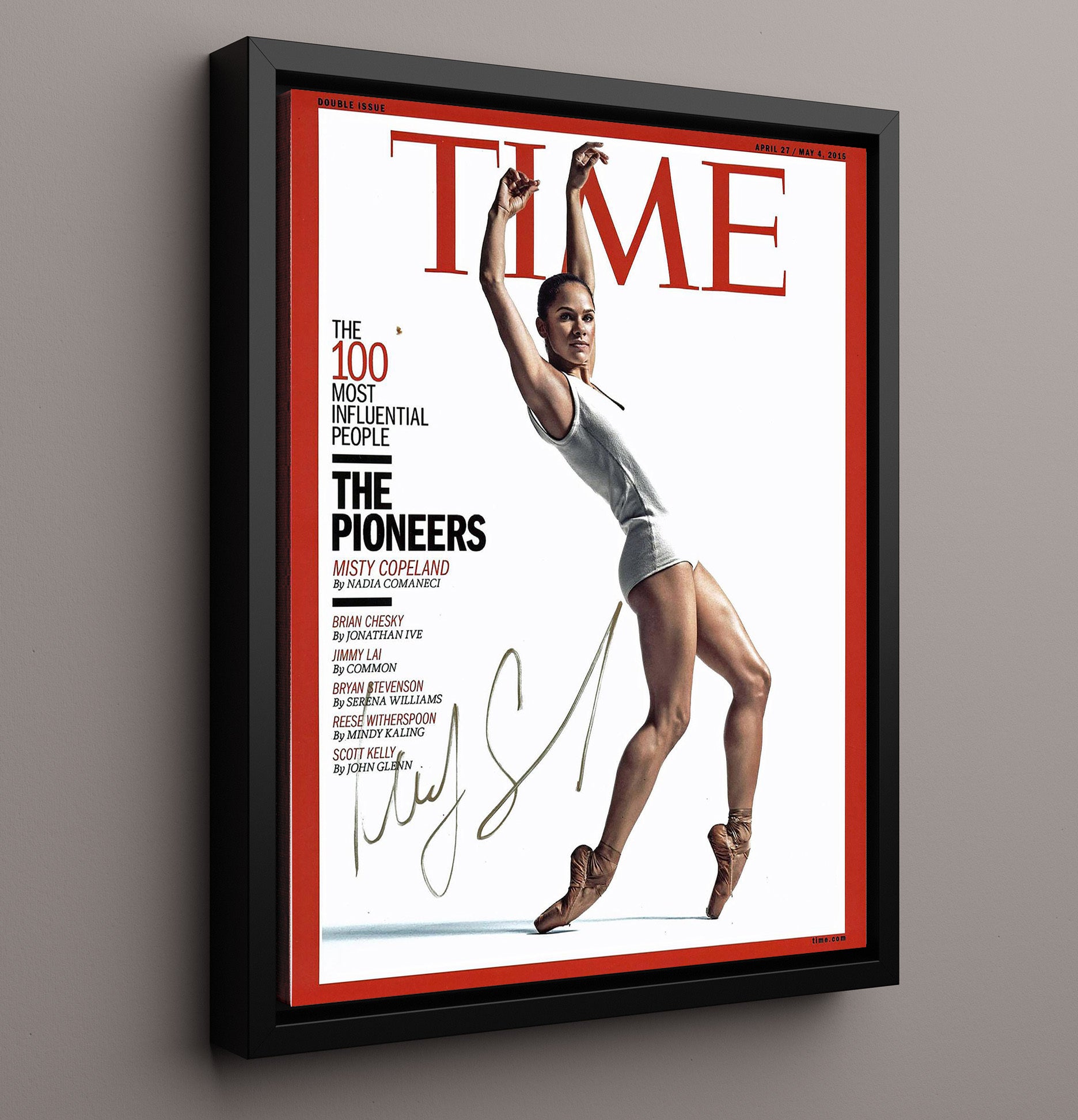 Misty Copeland TIME 100 Pioneers Cover 2015 Celebrity Wall Art 16x20 Framed Canvas celebrity wall art print