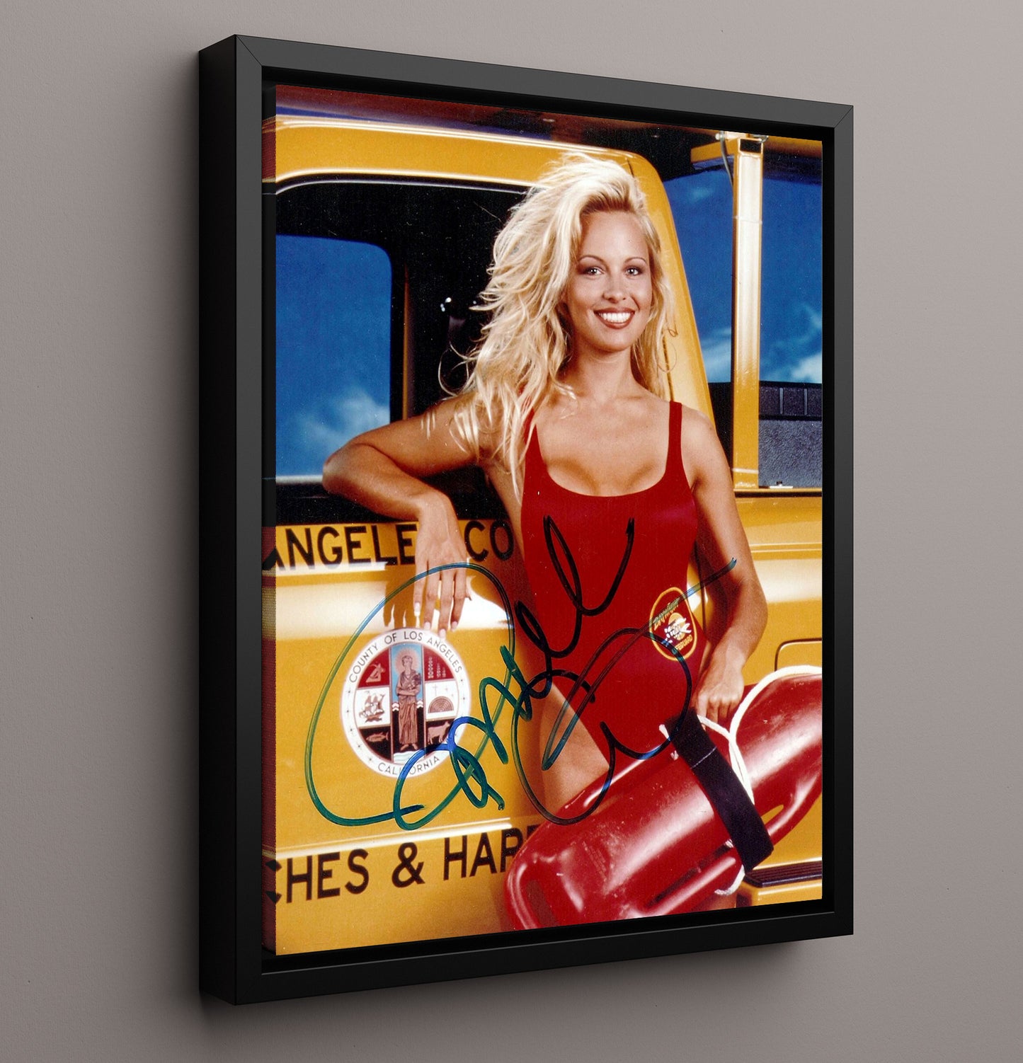 Pamela Anderson Baywatch Lifeguard Celebrity Wall Art 16x20 Framed Canvas celebrity wall art print