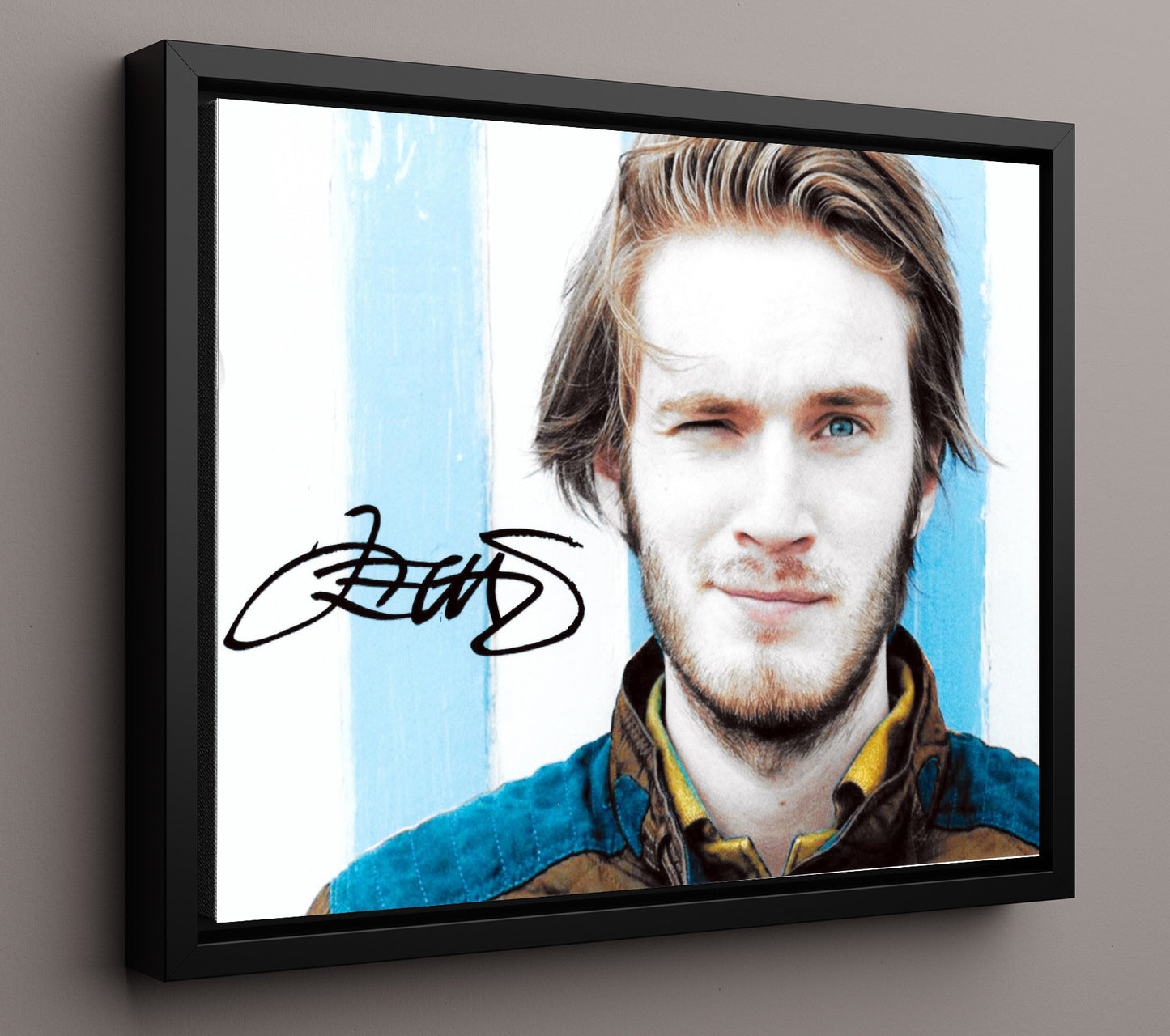 PewDiePie YouTube Creator Studio Headshot Celebrity Wall Art 16x20 Framed Canvas celebrity wall art print