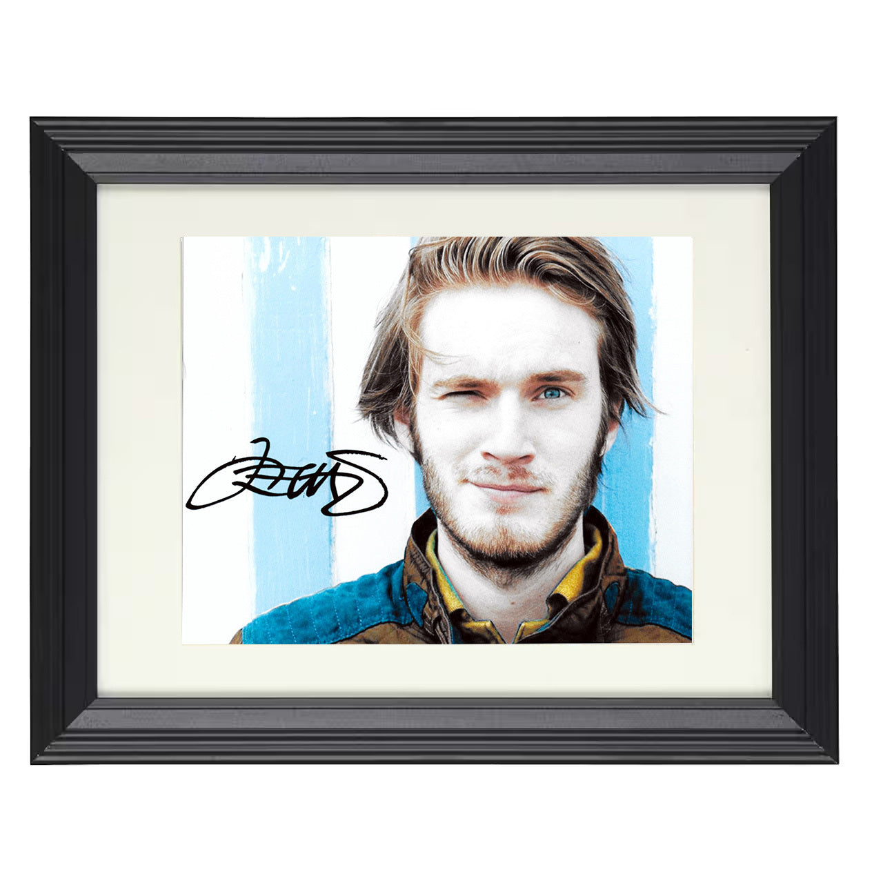 PewDiePie – YouTube Creator Headshot 8x10 matted black framed celebrity wall art