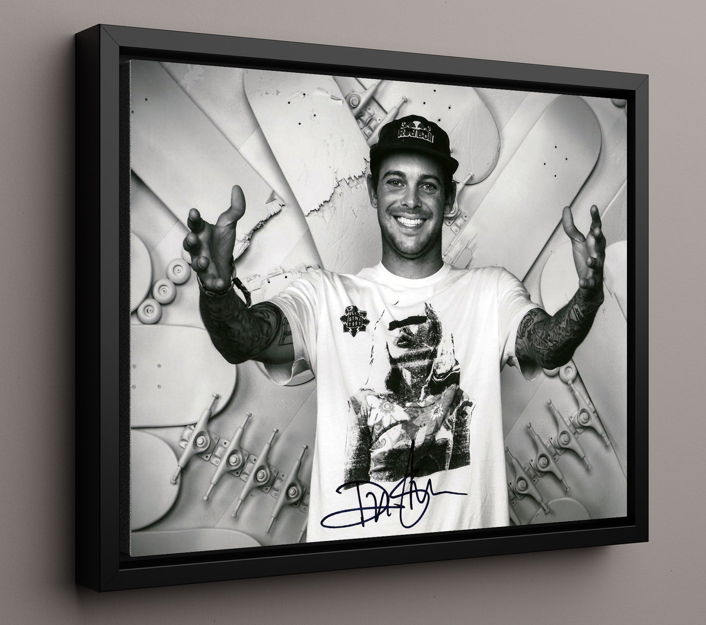 Ryan Sheckler Professional Skateboarder Black White Studio Celebrity Wall Art 16x20 Framed Canvas celebrity wall art print