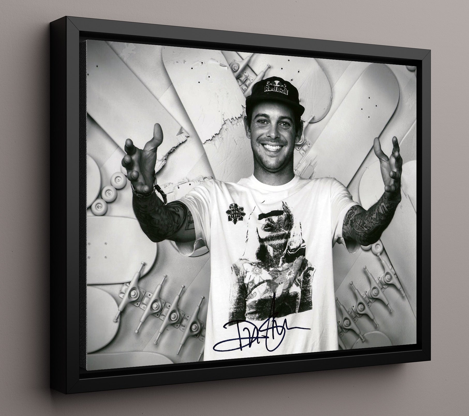 Ryan Sheckler Professional Skateboarder Black White Studio Celebrity Wall Art 16x20 Framed Canvas celebrity wall art print