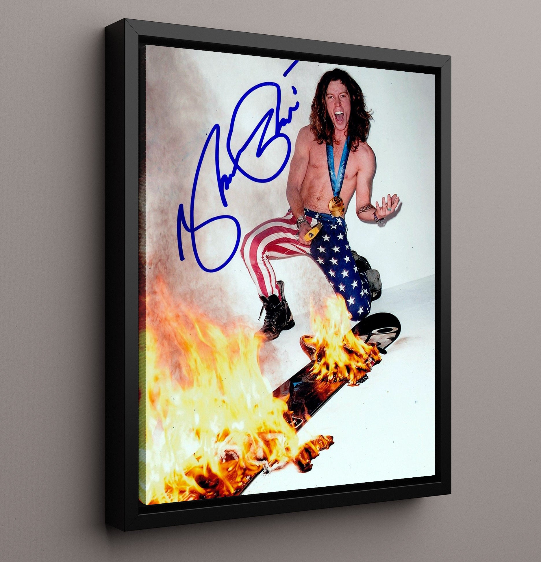 Shaun White Olympic Snowboard Champion Celebrity Wall Art 16x20 Framed Canvas celebrity wall art print