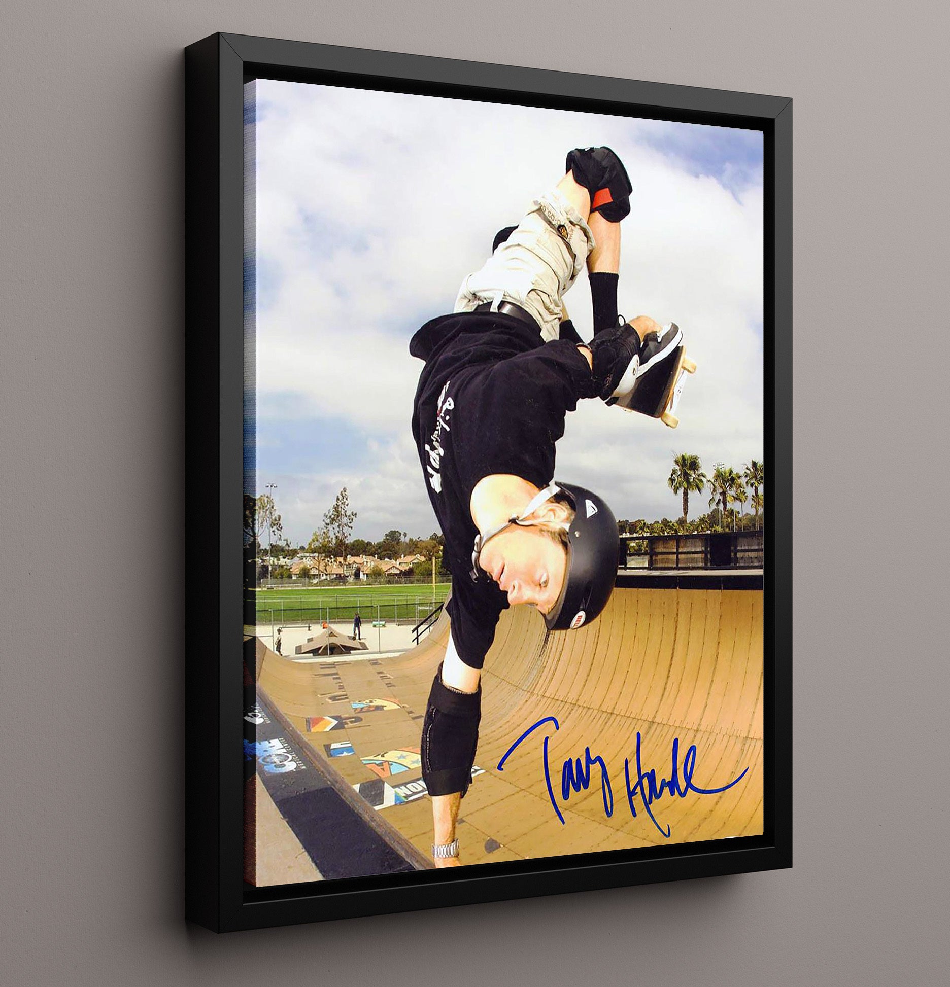 Tony Hawk Skateboard Handplant Celebrity Wall Art 16x20 Framed Canvas celebrity wall art print