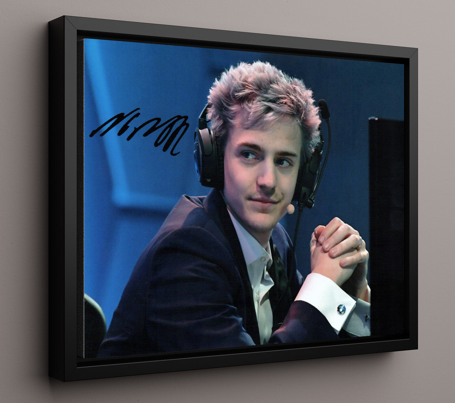 Tyler Blevins Ninja Esports Gaming Headset Tournament Desk Celebrity Wall Art 16x20 Framed Canvas celebrity wall art print