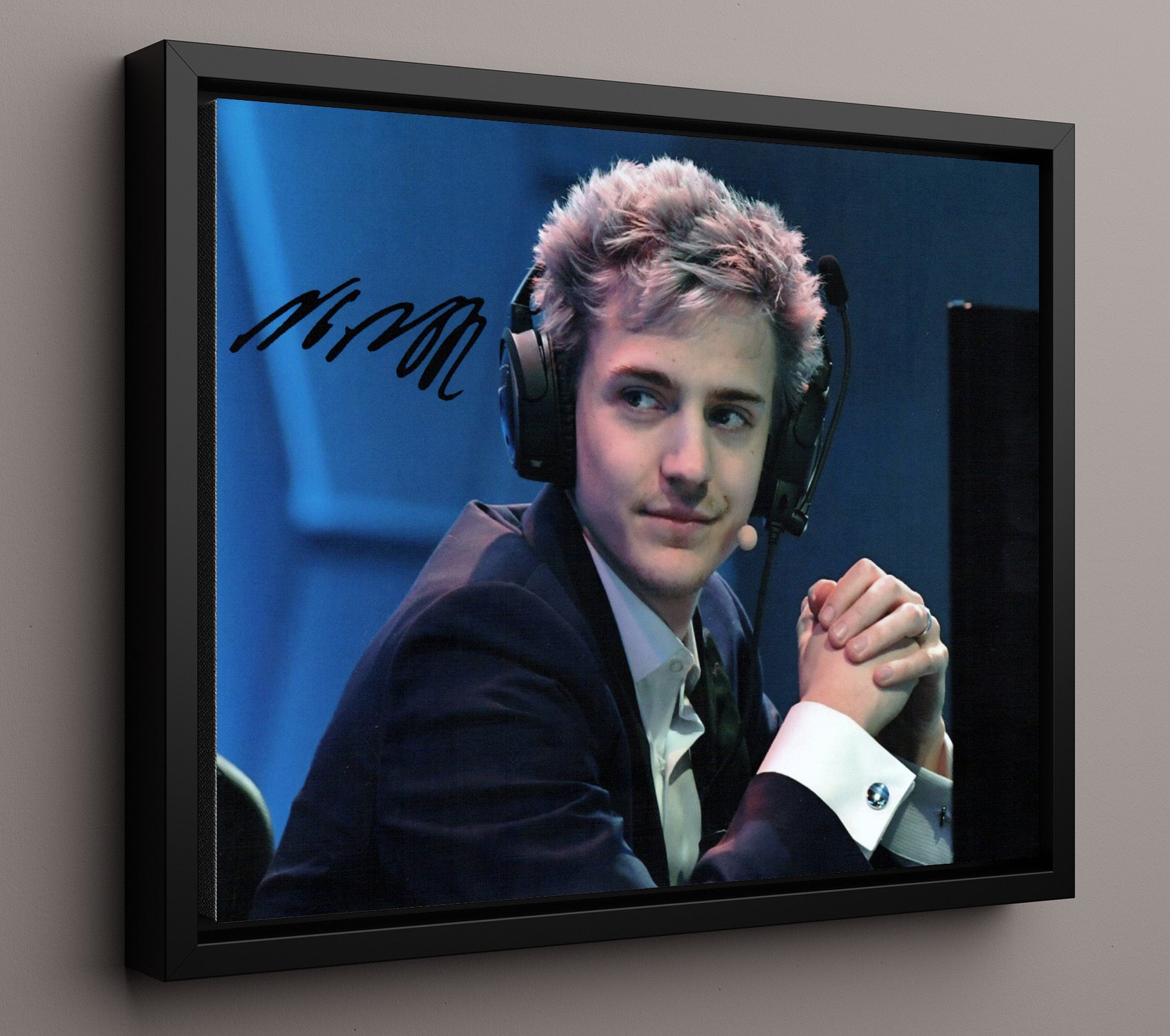 Tyler "Ninja" Blevins Esports Gaming Headset Tournament Desk Celebrity Wall Art 16x20 Framed Canvas celebrity wall art print