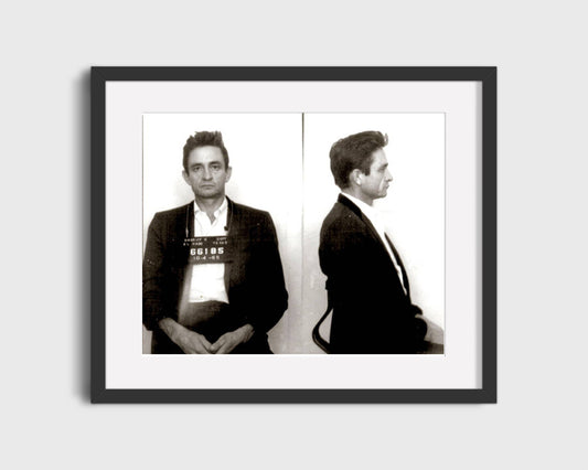 Celebrity Mug Shot - Johnny Cash - Man in Black and White