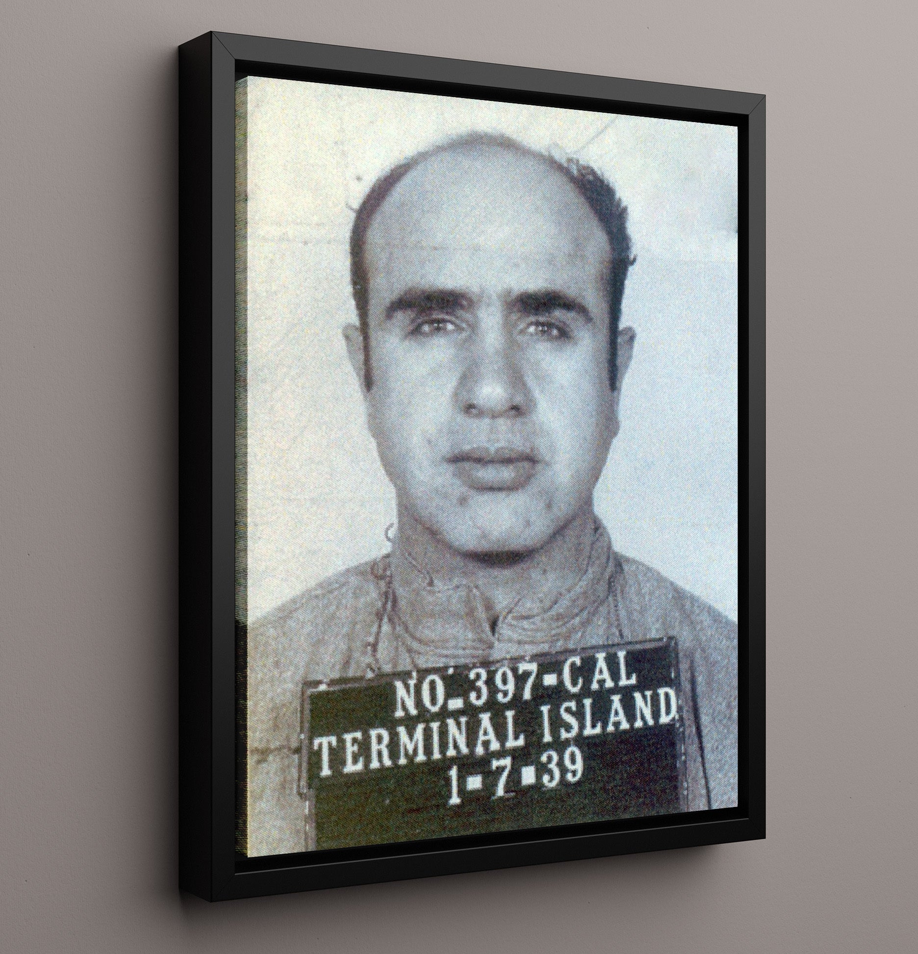 Al Capone Chicago Crime Boss Booking Mug Shot Print 16x20 Framed Canvas mug shot wall art print