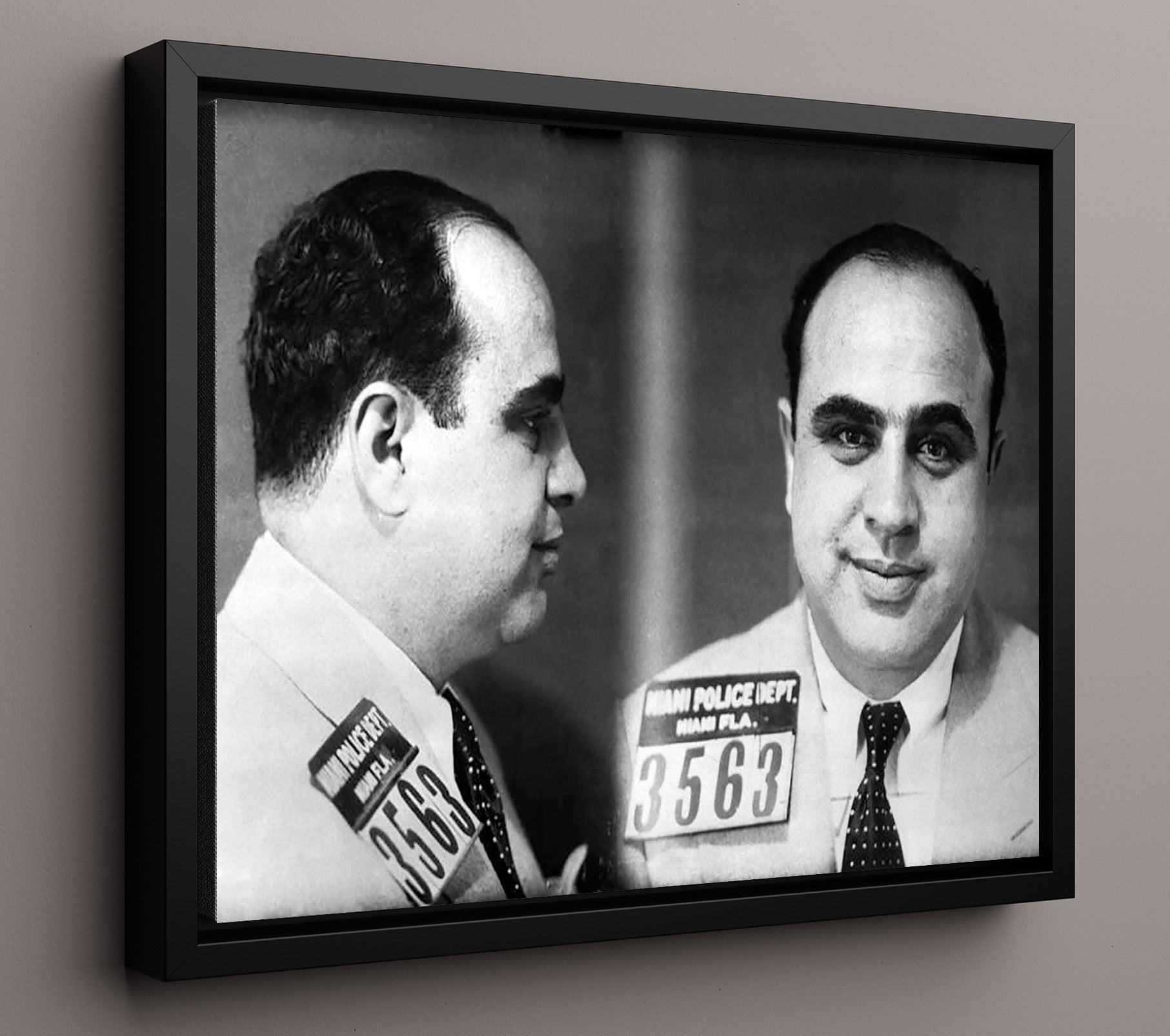 Al Capone Miami Police Department 1930 Landscape.jpg Mug Shot Print 16x20 Framed Canvas mug shot wall art print