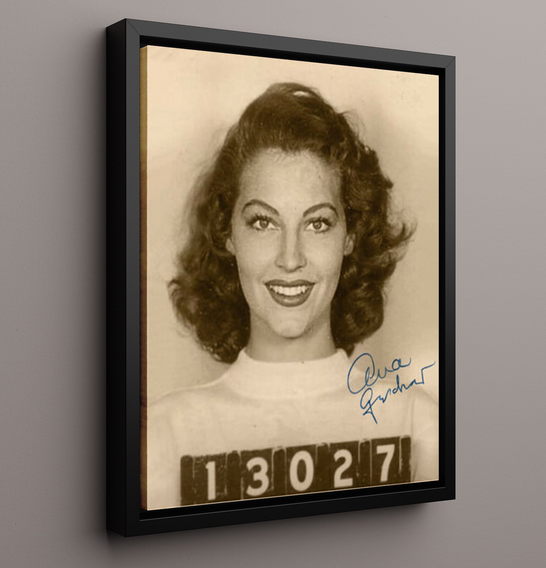 Ava Gardner Hollywood Mugshot Mug Shot Print 16x20 Framed Canvas mug shot wall art print