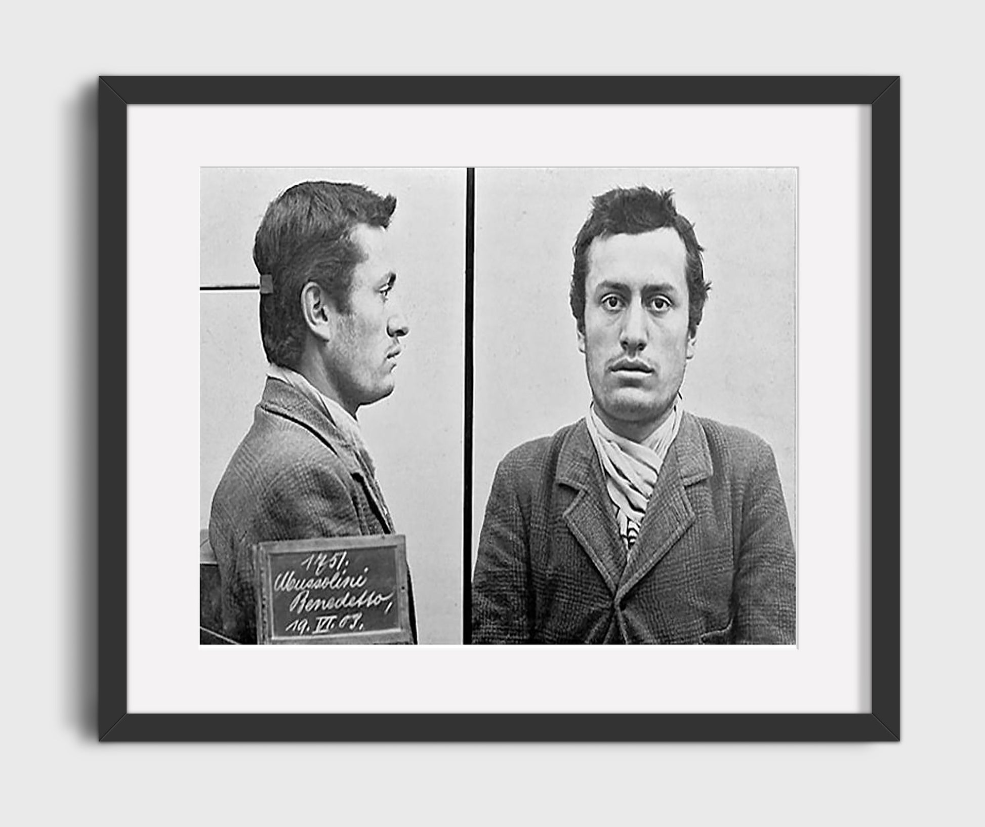 Benito Mussolini Italian Police Arrest 1903 Landscape.jpg Mug Shot Print 16x20 Gallery Frame mug shot wall art print
