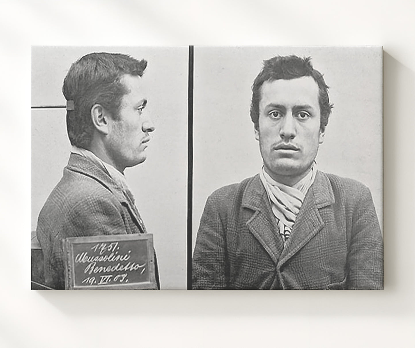 Benito Mussolini Italian Police Arrest 1903 Landscape.jpg Mug Shot Print 20x24 Canvas mug shot wall art print