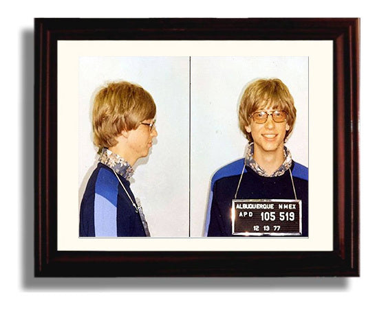 Bill Gates Albuquerque Police Department 1977 Mug Shot Print 8x10 Beveled Frame mug shot wall art print