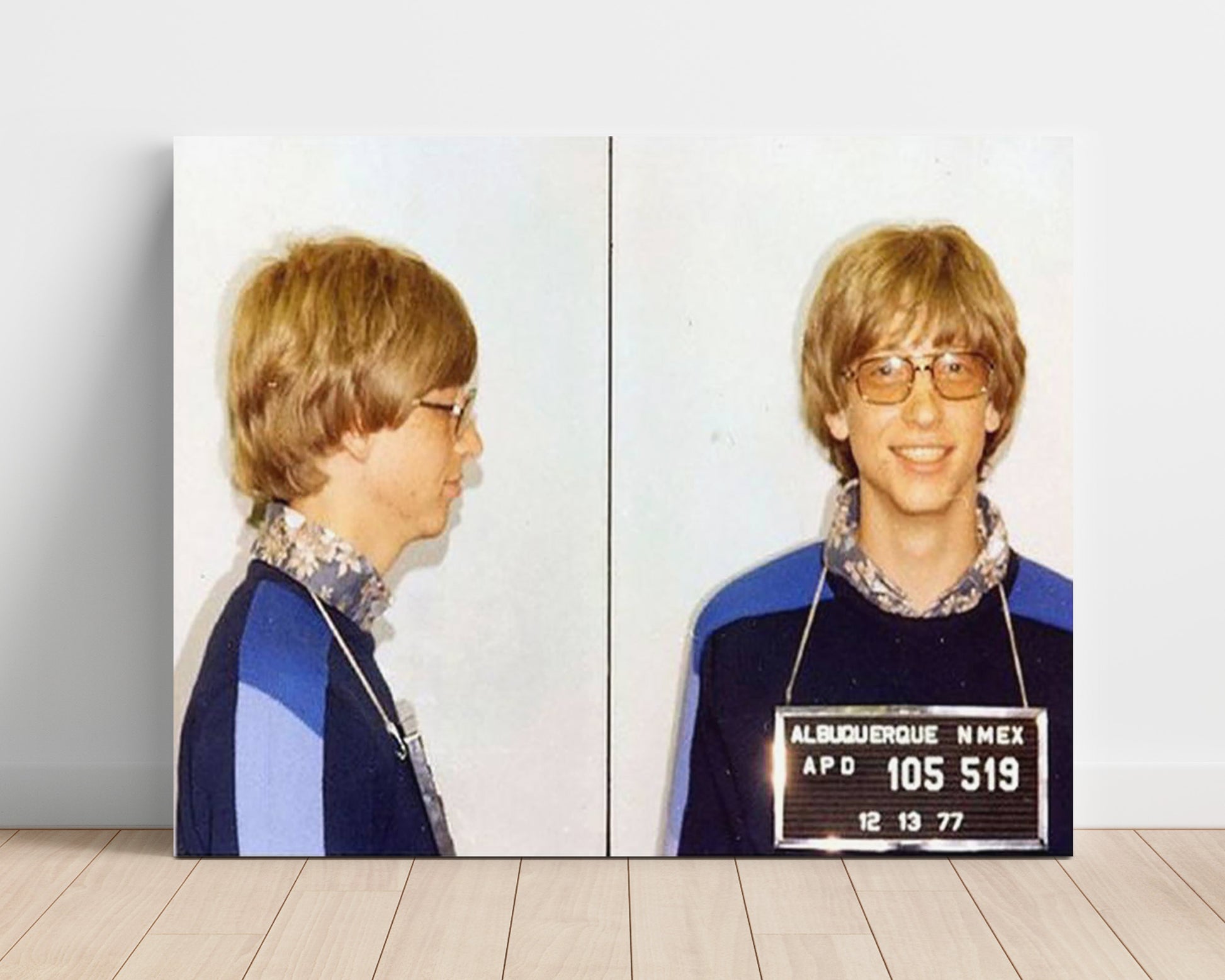 Bill Gates - Albuquerque Police Department 1977 mug shot wall art 16x20 Unframed Print