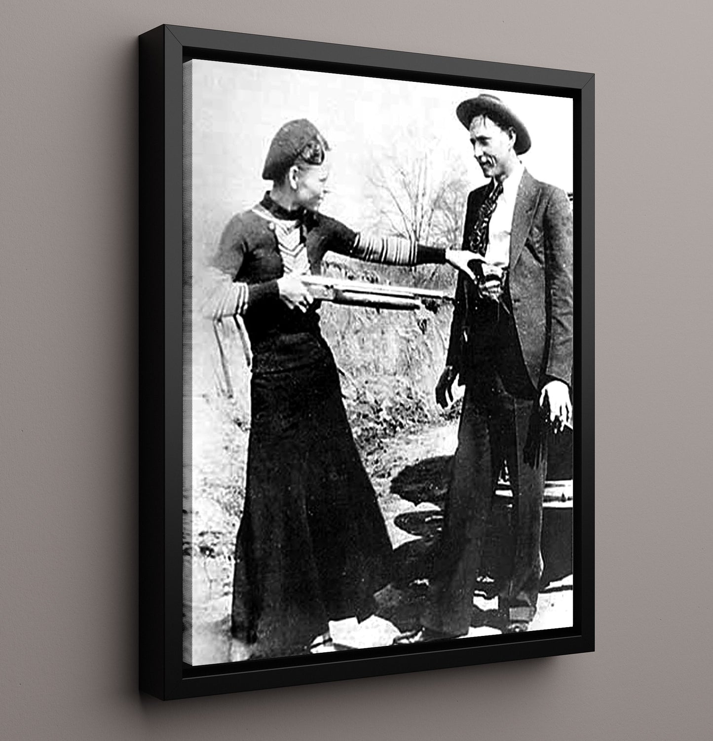 Bonnie and Clyde Partners in Crime Scene Mug Shot Print 16x20 Framed Canvas mug shot wall art print