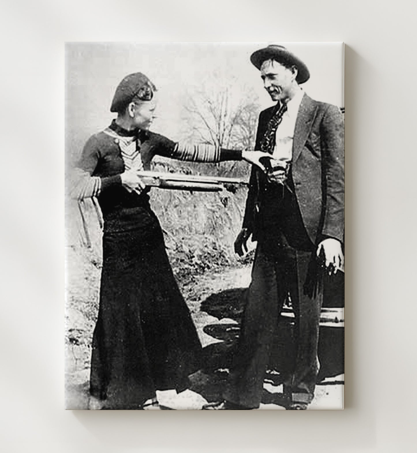 Bonnie and Clyde Partners in Crime Scene Mug Shot Print 20x24 Canvas mug shot wall art print