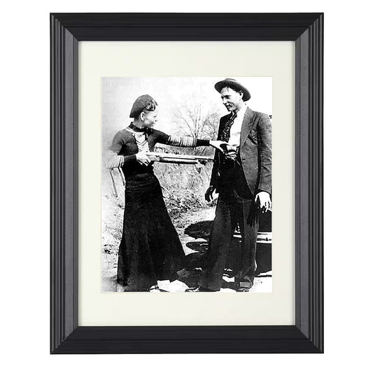 Bonnie and Clyde - Partners in Crime Scene - Framed Print - 8x10 Beveled Frame