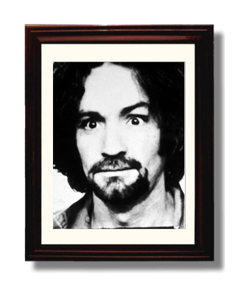 Charles Manson Helter Skelter Stare Mug Shot Print 8x10 Beveled Frame mug shot wall art print