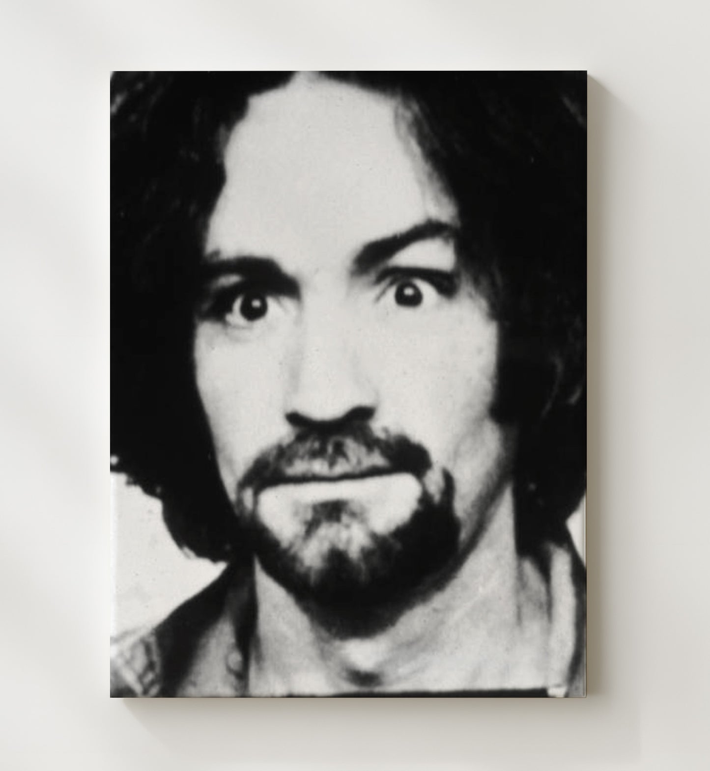 Charles Manson Helter Skelter Stare Mug Shot Print 20x24 Canvas mug shot wall art print