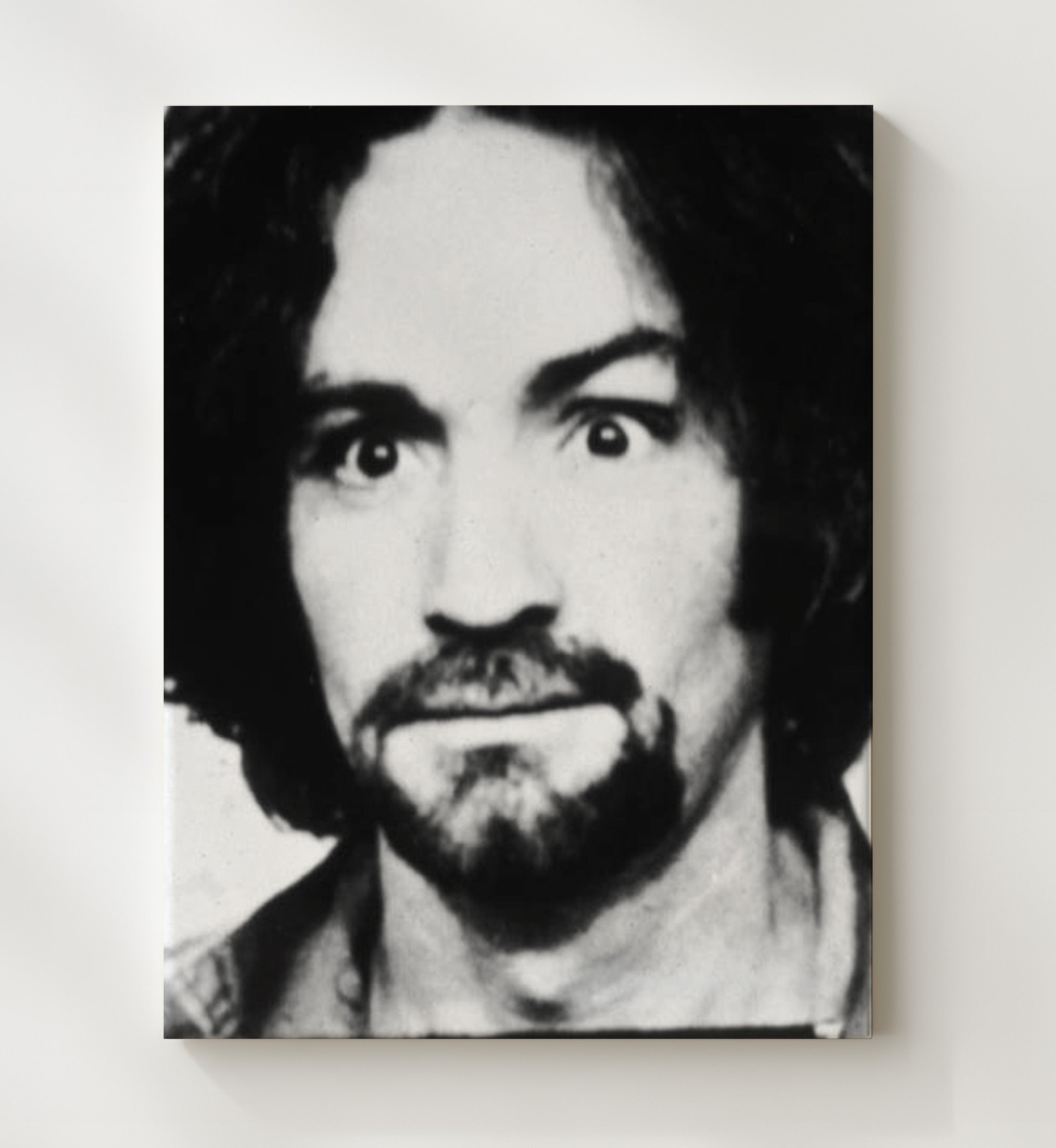 Charles Manson Helter Skelter Stare Mug Shot Print 20x24 Canvas mug shot wall art print