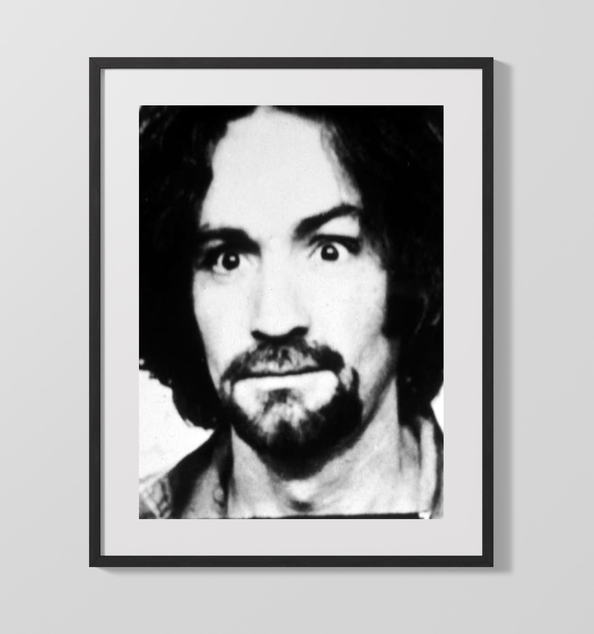 Charles Manson Helter Skelter Stare Mug Shot Print 16x20 Gallery Frame mug shot wall art print