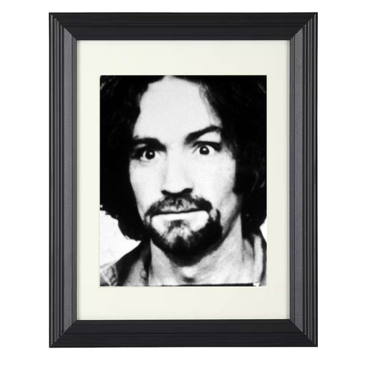 Charles Manson - Helter Skelter Stare - Framed Print - 8x10 Beveled Frame