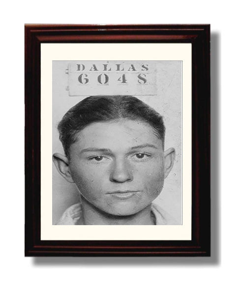 Clyde Barrow Public Enemy Pose Mug Shot Print 8x10 Beveled Frame mug shot wall art print
