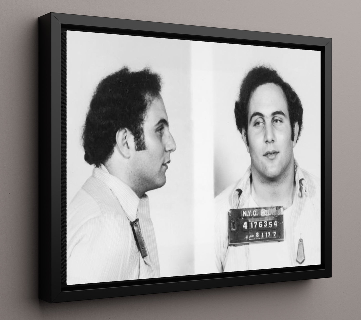 David Berkowitz New York City Police Department 1977 Landscape.jpg Mug Shot Print 16x20 Framed Canvas mug shot wall art print