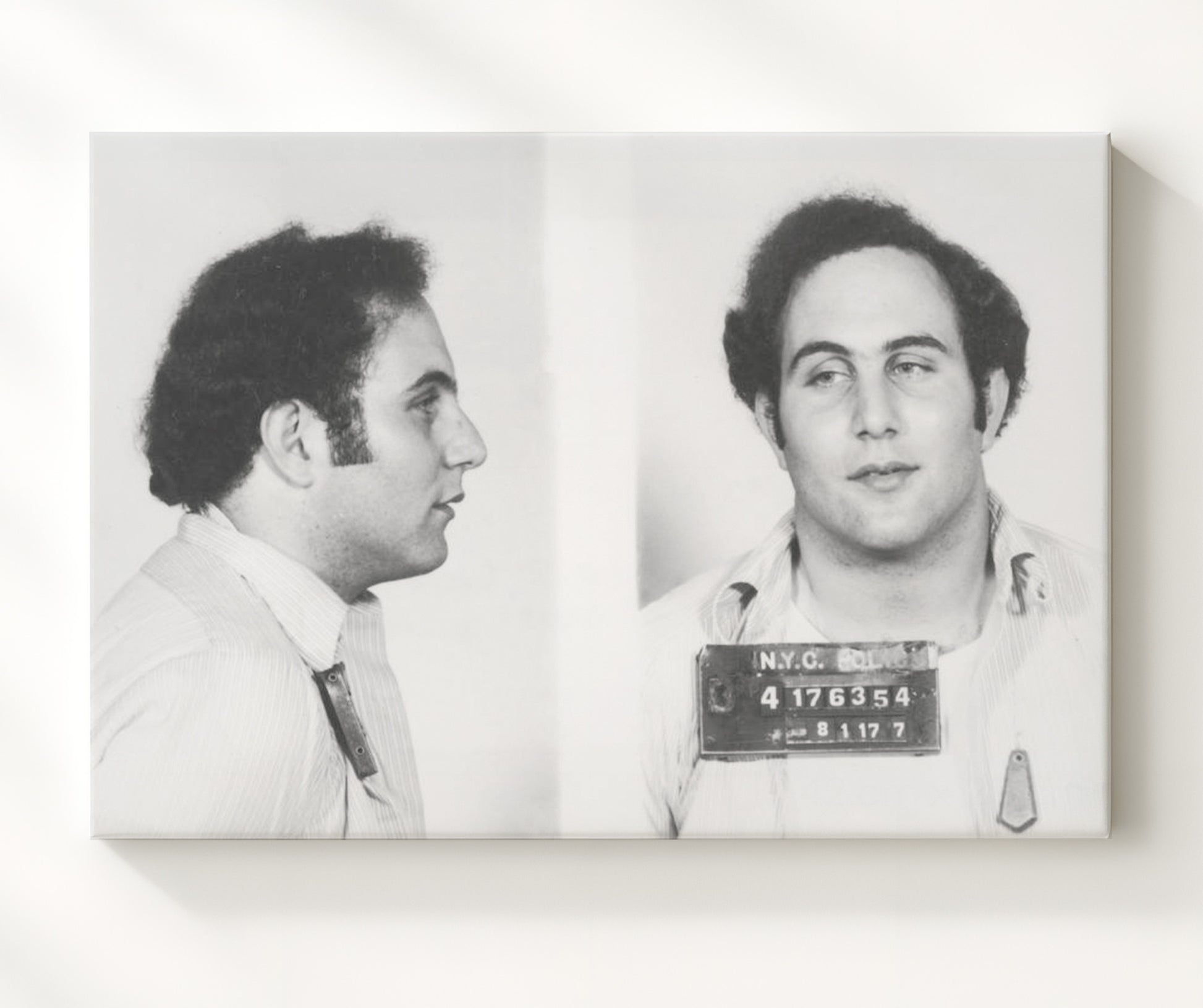 David Berkowitz - New York City Police Department 1977 mug shot wall art 20x24 Canvas