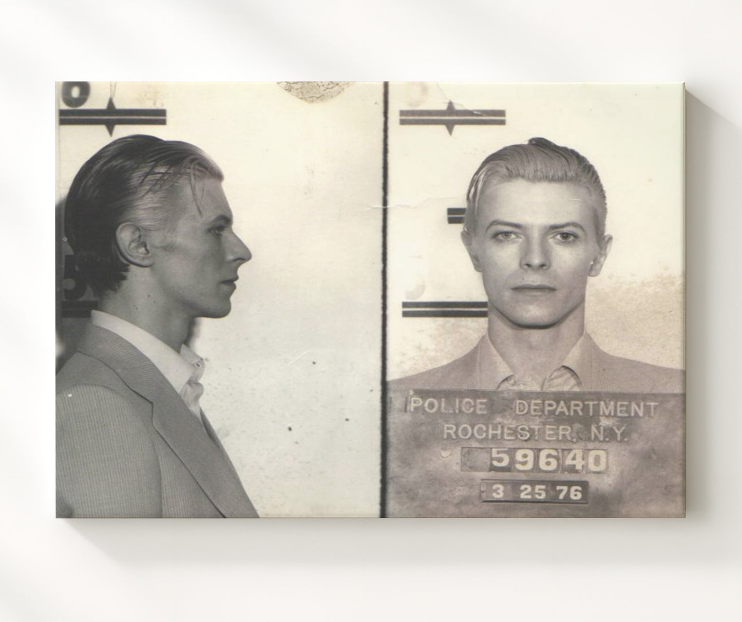 David Bowie Rochester Police Department 1976 Landscape.jpg Mug Shot Print 20x24 Canvas mug shot wall art print