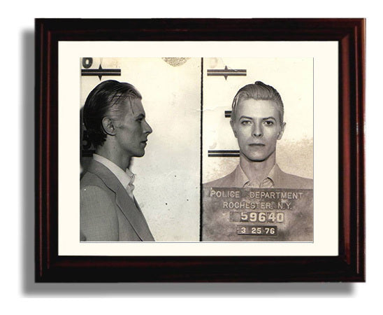 David Bowie Rochester Police Department 1976 Landscape.jpg Mug Shot Print 8x10 Beveled Frame mug shot wall art print