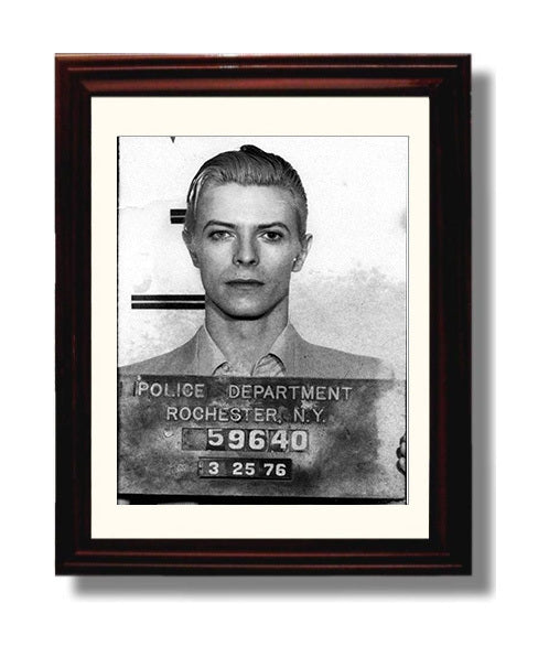 David Bowie Thin White Duke Arrest Mug Shot Print 8x10 Beveled Frame mug shot wall art print