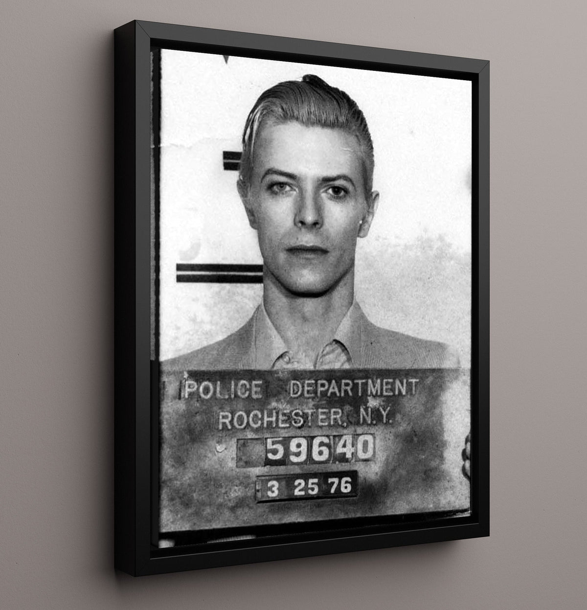 David Bowie - Thin White Duke Arrest mug shot wall art 16x20 Gallery Frame