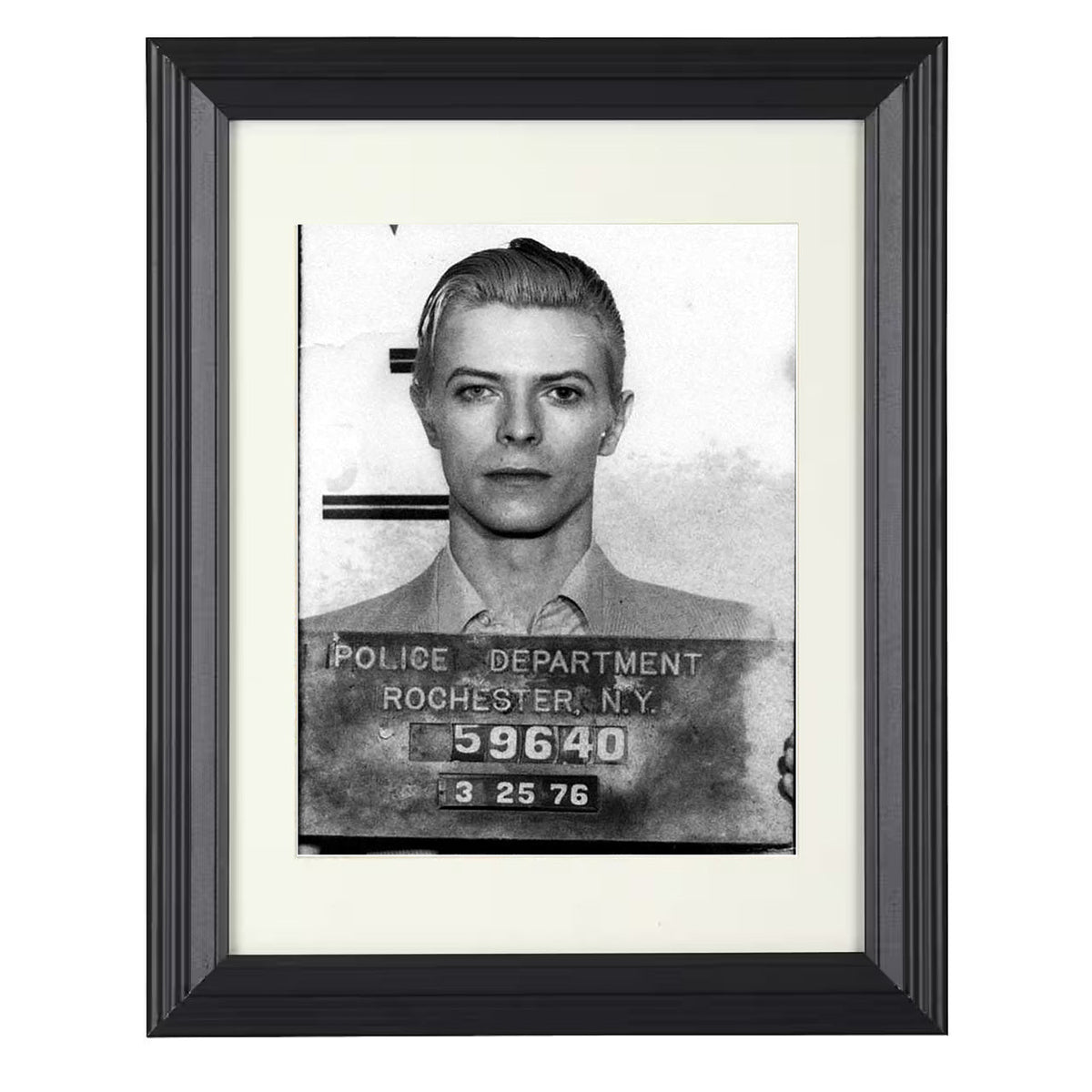 David Bowie - Thin White Duke Arrest mug shot wall art 16x20 Unframed Print