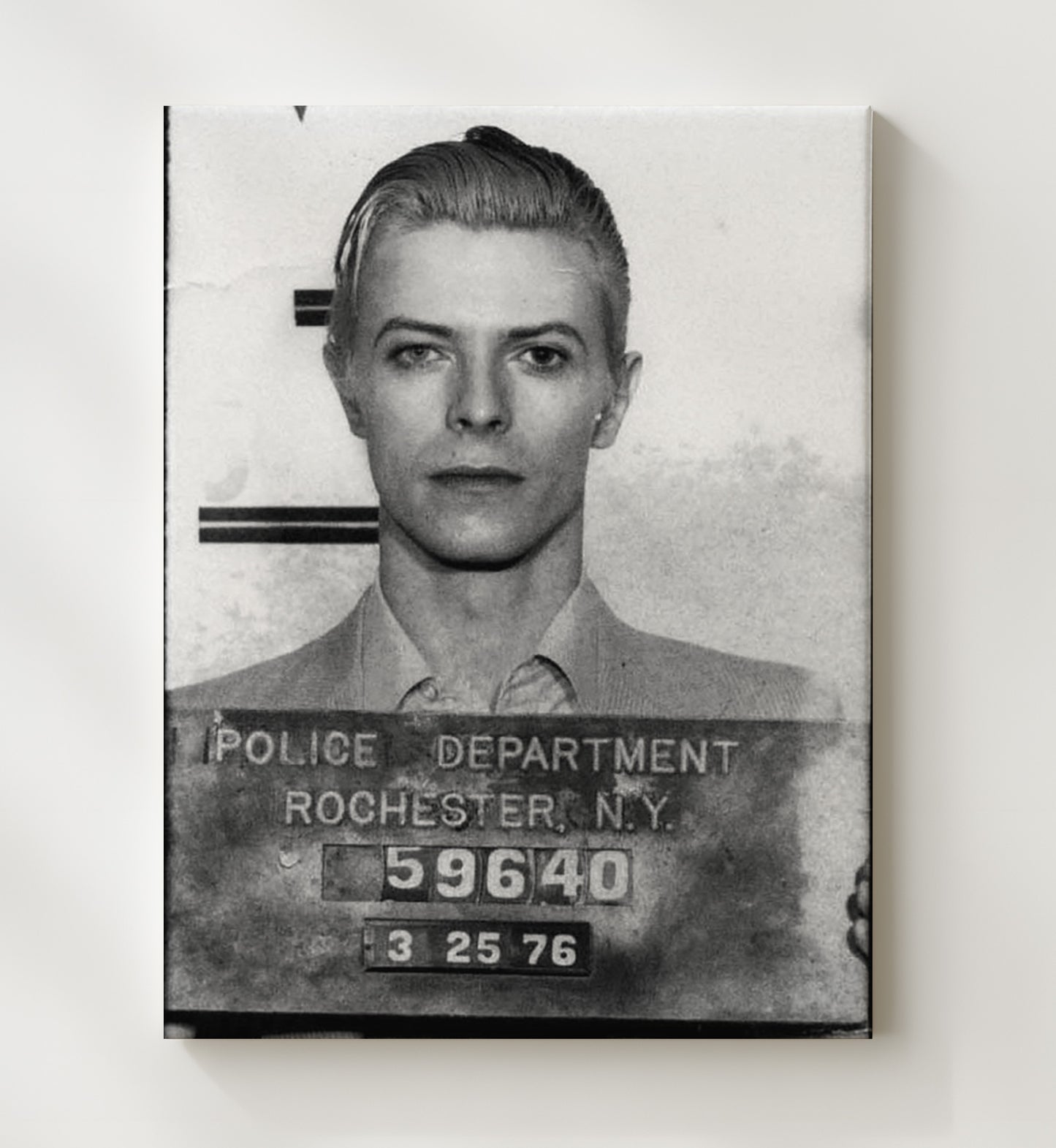David Bowie - Thin White Duke Arrest mug shot wall art 20x24 Canvas