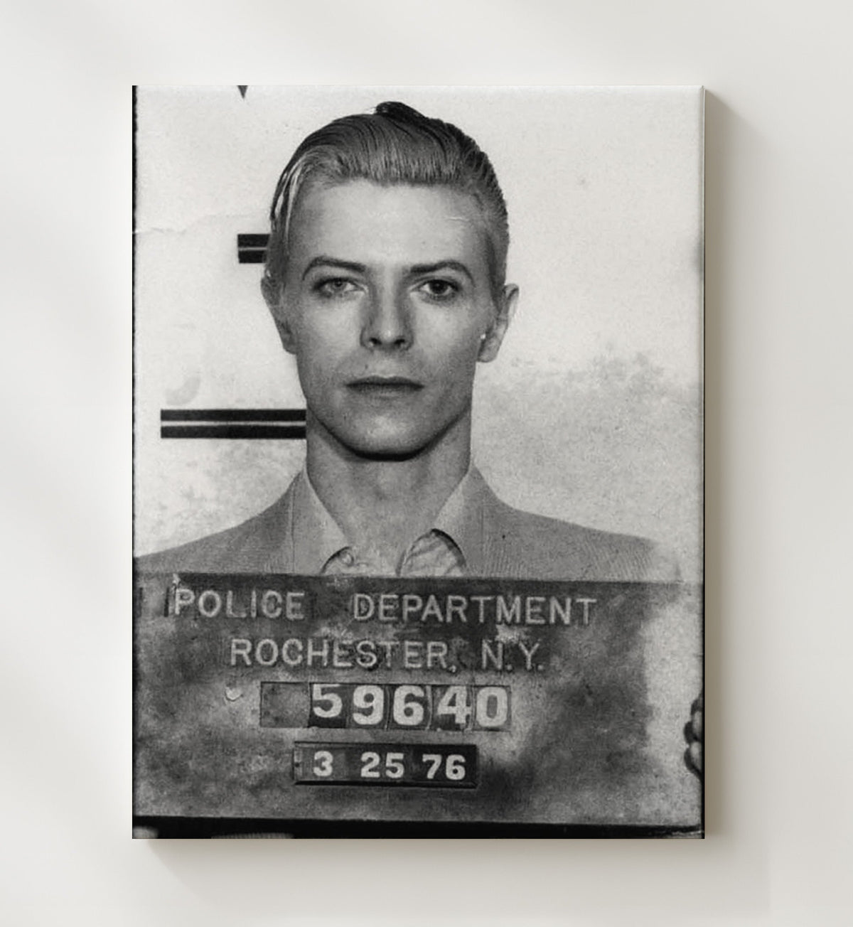 David Bowie - Thin White Duke Arrest mug shot wall art 8x10 Beveled Frame