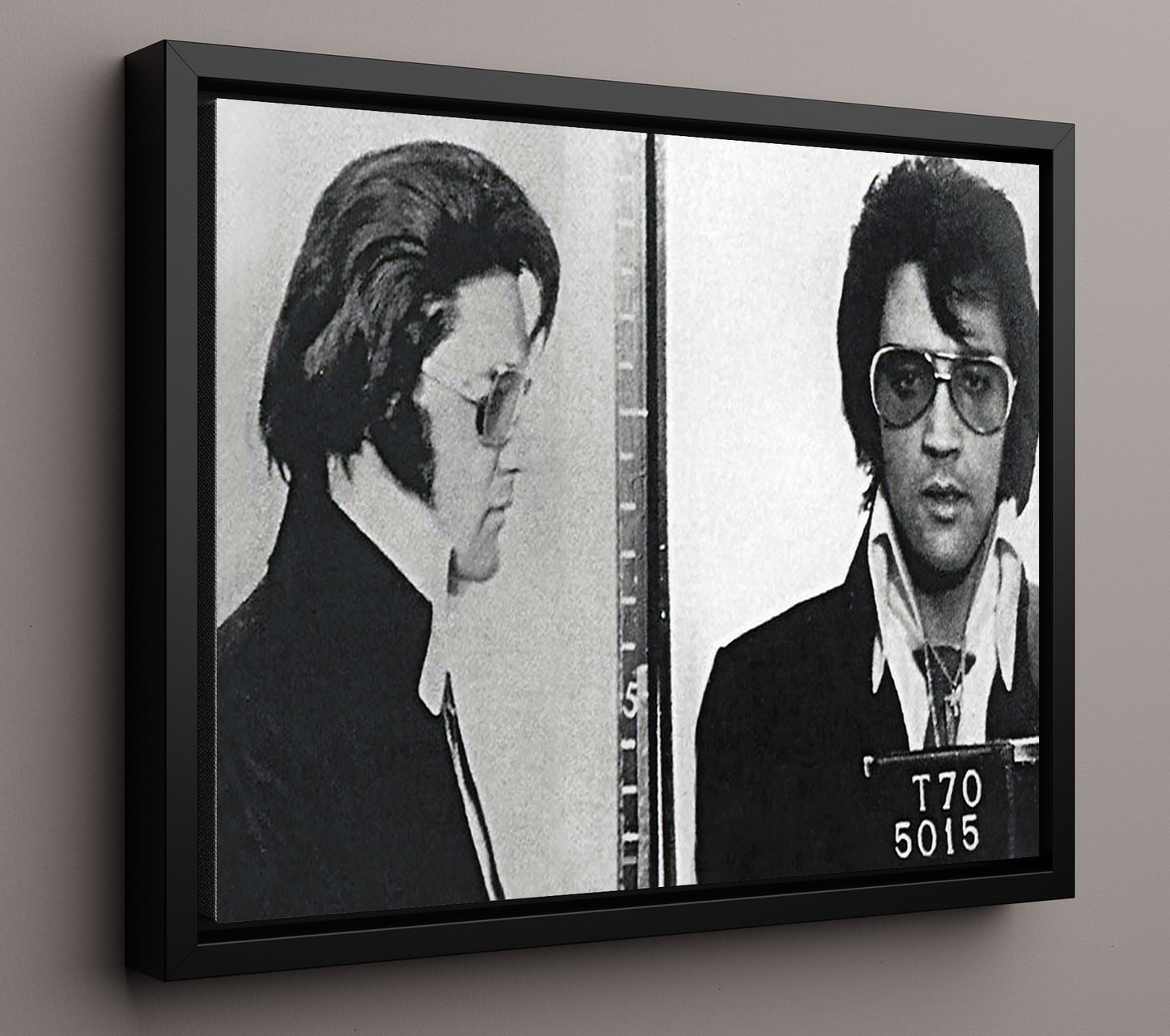 Elvis Presley - Denver Police Department 1970 mug shot wall art 16x20 Framed Canvas