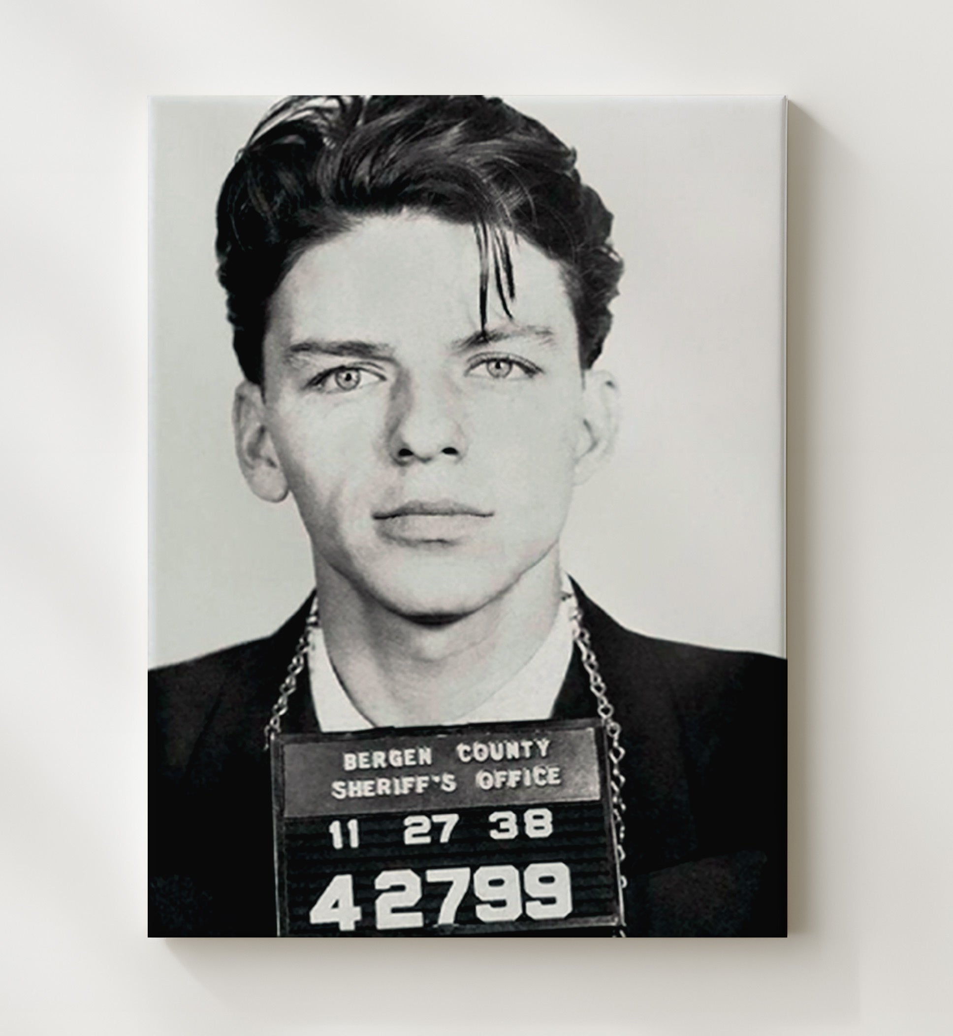 Frank Sinatra Bergen County Sheriff 1938 Mug Shot Print 20x24 Canvas mug shot wall art print
