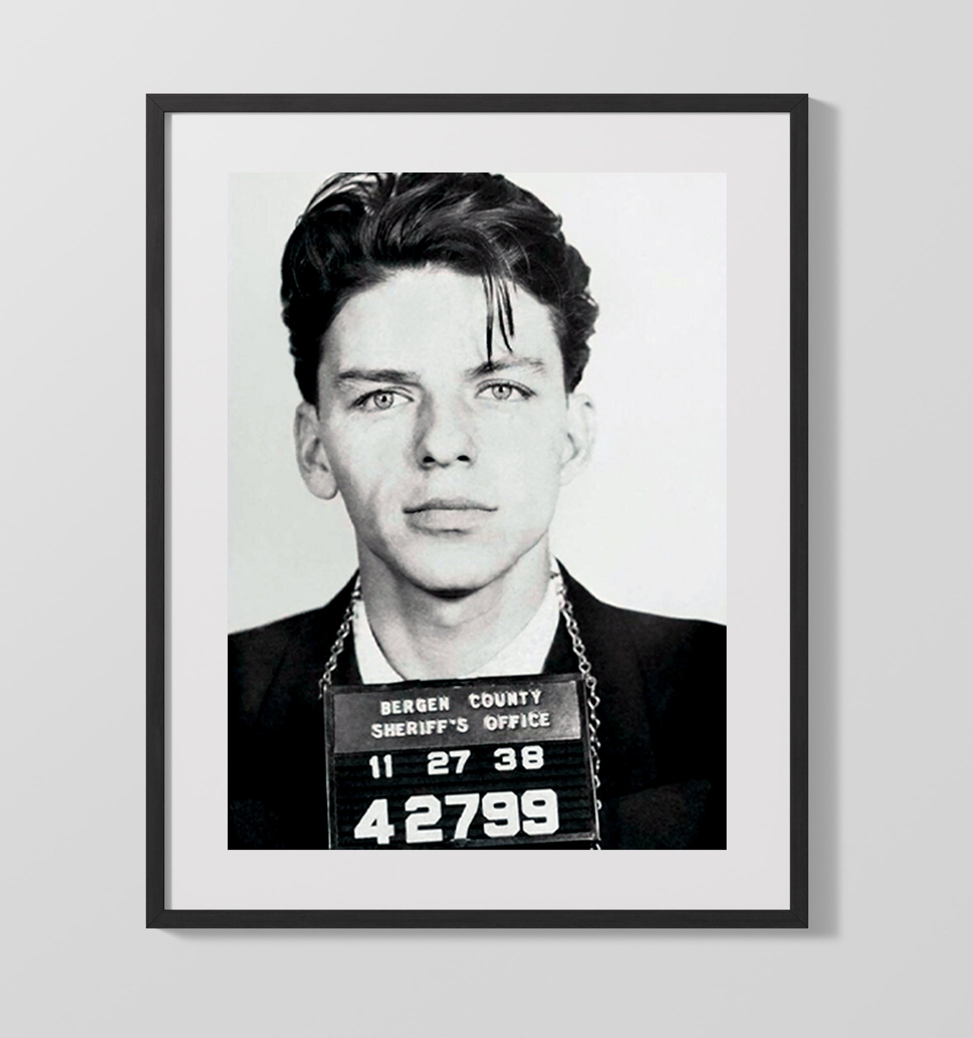Frank Sinatra Bergen County Sheriff 1938 Mug Shot Print 16x20 Gallery Frame mug shot wall art print